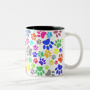 Colourful Puppy Paw Pattern Two-Tone Coffee Mug