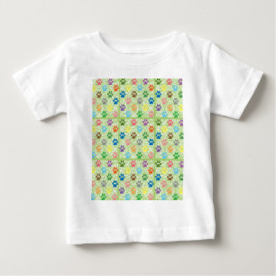 Colourful puppy paw prints baby T-Shirt