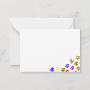 Colourful Puppy Paw Prints Card