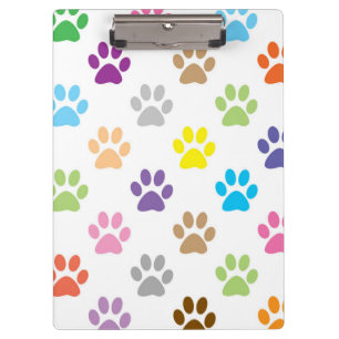 Colourful puppy paw prints clipboard