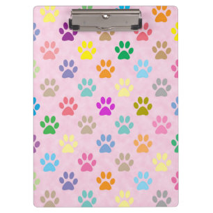 Colourful puppy paw prints clipboard