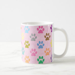 Colourful puppy paw prints pattern coffee mug