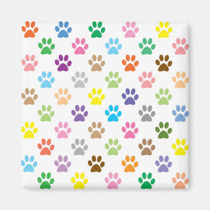 Colourful puppy paw prints pattern magnet