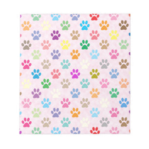 Colourful puppy paw prints pattern notepad