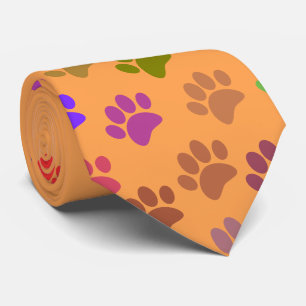 Colourful Puppy Paw Prints With Custom Text Tie