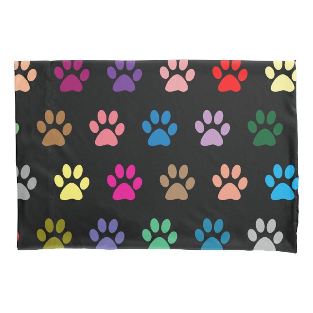 Colourful puppy paws pattern pillowcase (Front)