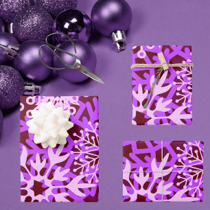 Colourful Purple Abstract Snowflake Pattern Wrapping Paper Sheet