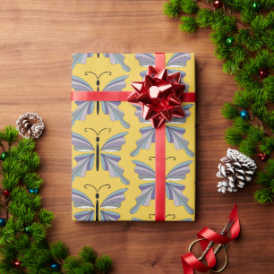 Colourful purple and blue butterfly wrapping paper