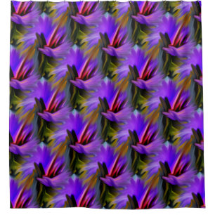 Colourful Purple And Green Abstract Art Pattern    Shower Curtain
