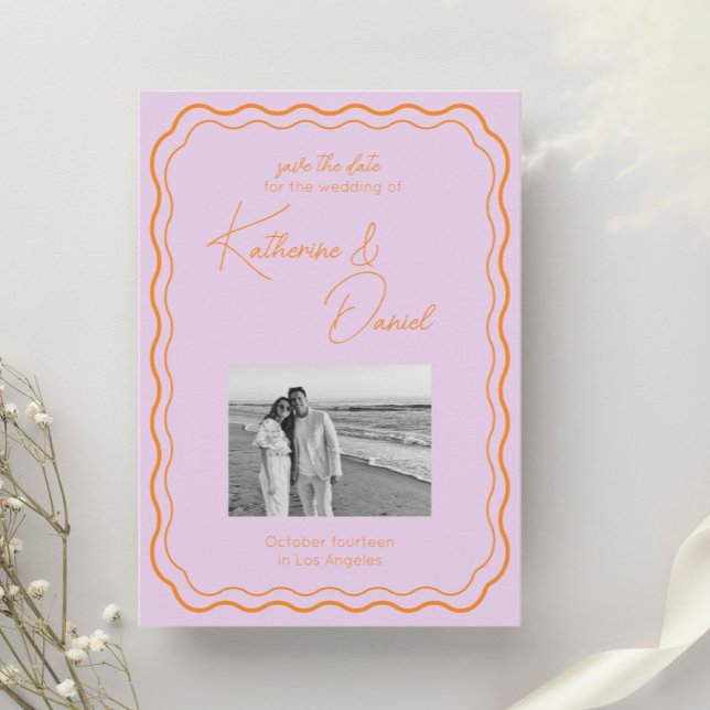 Colourful Purple and orange Save The Date Wedding  Invitation (Creator Uploaded)