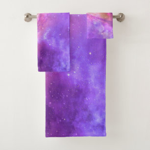 Colourful Purple Galaxy Artwork   Towel Set