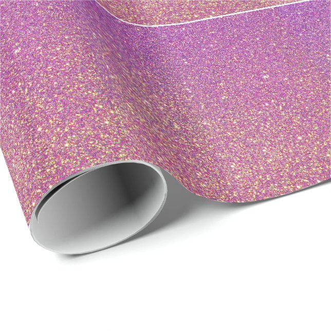 Colourful Purple Glam Faux Glitter Wrapping Paper (Roll Corner)