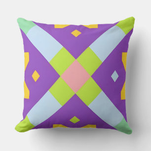 Colourful Purple Green Geometric X Abstract Cushion