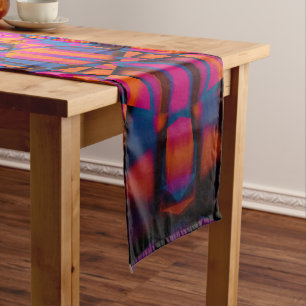 Colourful purple kaleidoscope pattern short table runner