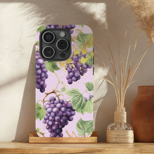 Colourful Purple, Mauve Grapevine Gold Accent iPhone 15 Case