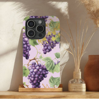 Colourful Purple, Mauve Grapevine Gold Accent iPhone 15 Case