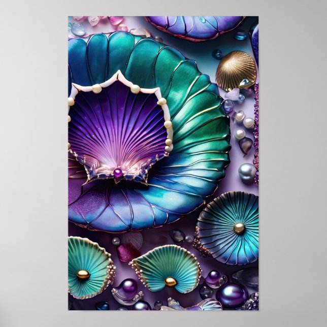 Colourful Purple Mermaid Shell Poster (Front)