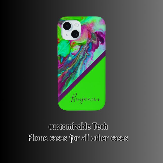 colourful purple neon green chic cool marble  Case-Mate iPhone case (Creator Uploaded)