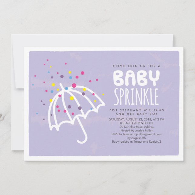 Colourful Purple Neutral Baby Sprinkle Invitation (Front)