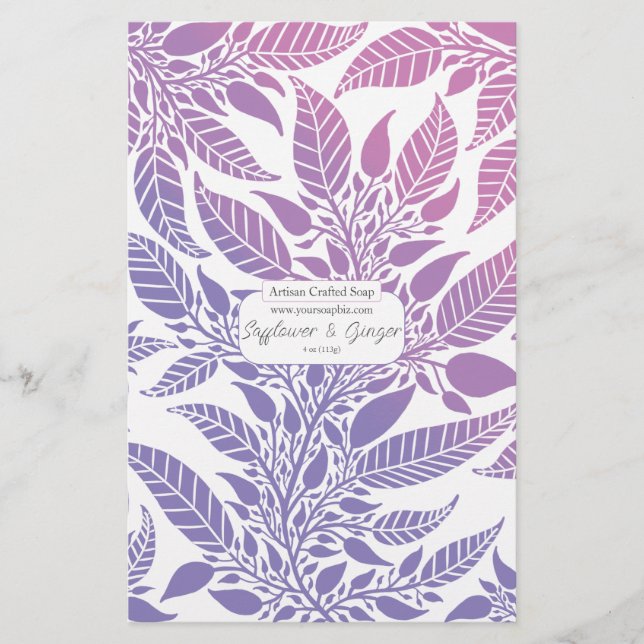 Colourful Purple & Pink Leafy Design Soap Wrap (Front)