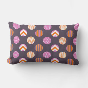 Colourful Purple, Pink & Orange Polka Dot Pattern Lumbar Cushion