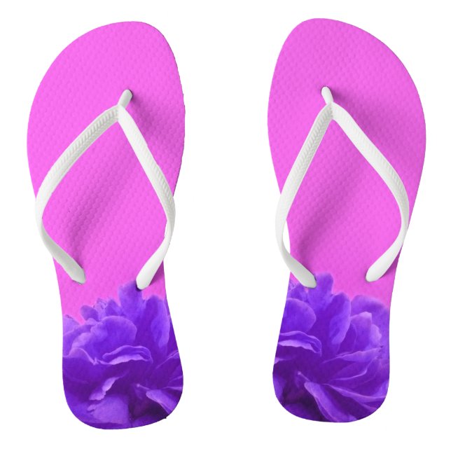 Colourful Purple Raspberry Floral Thongs (Footbed)