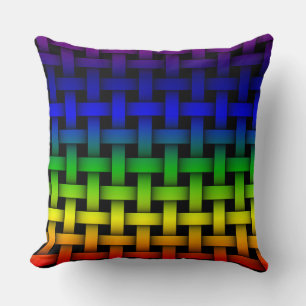 Colourful Purple Red Blue Yellow Green Rainbow Cushion