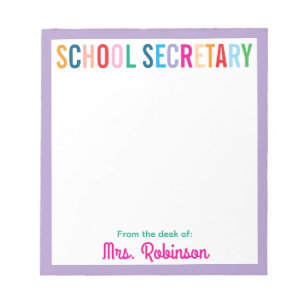 Colourful Purple School Secretary From the Desk of Notepad