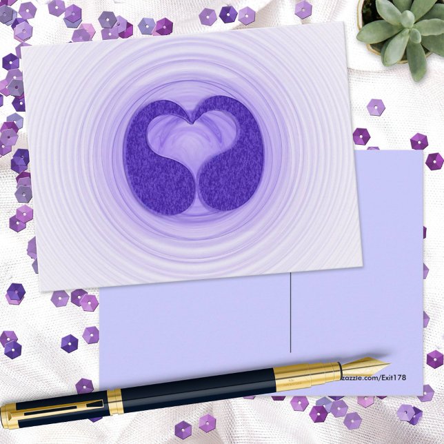 Colourful Purple Spirals Heart Artwork Hello Postcard (Creator Uploaded)