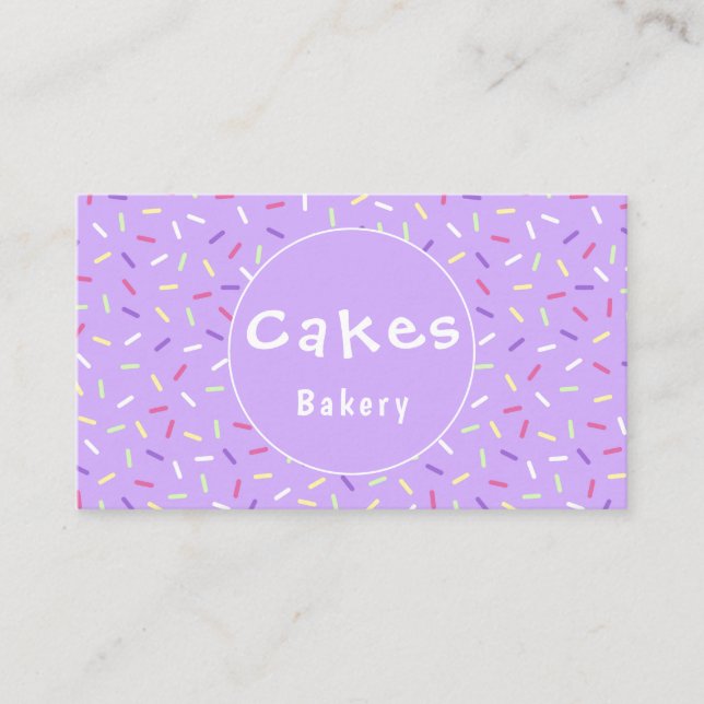Colourful Purple Sprinkles Bakery Business Card (Front)
