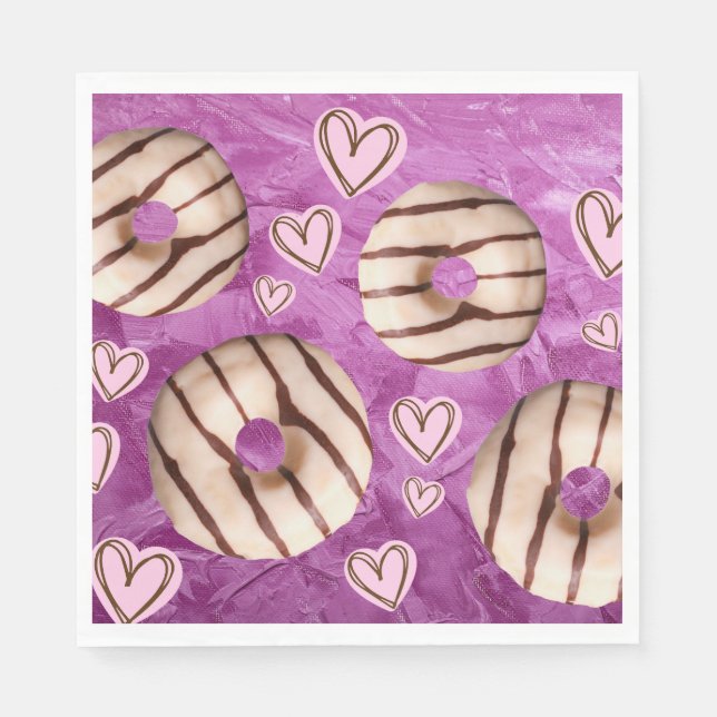 Colourful Purple Striped Doughnuts Paper Napkins (Front)