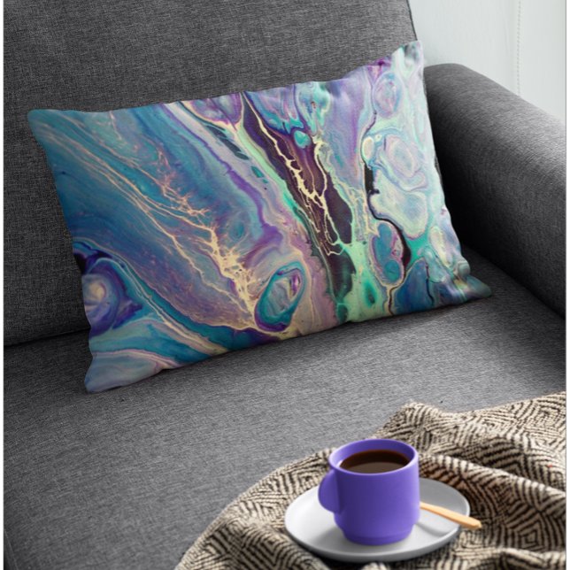 Colourful Purple Ultra Violet Bright Fluid Abstrac Lumbar Cushion (Creator Uploaded)