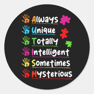 Colourful Puzzle Autism Awareness Totally Intellig Classic Round Sticker