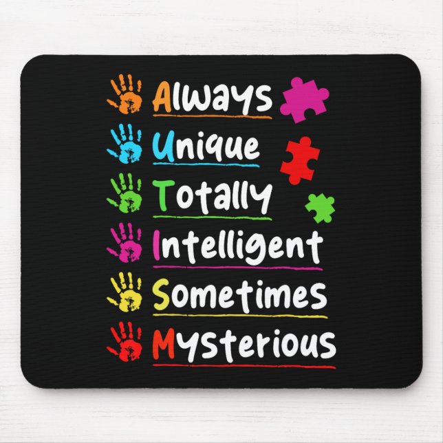 Colourful Puzzle Autism Awareness Totally Intellig Mouse Pad (Front)