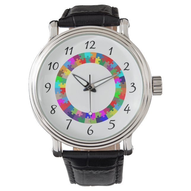 Colourful puzzle design  watch (Front)