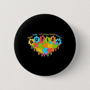 Colourful Puzzle Heart Love Retro Autism Awareness 6 Cm Round Badge