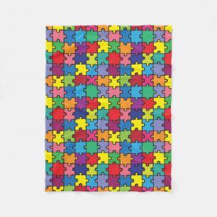Colourful Puzzle Pattern Autism Awareness Fleece Blanket