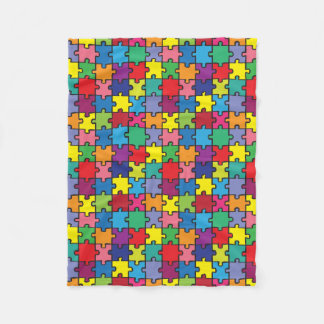Colourful Puzzle Pattern Autism Awareness Fleece Blanket