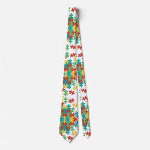 Colourful Puzzle Pattern Autism Awareness Tie