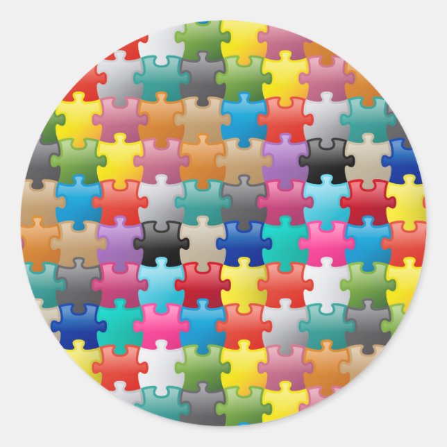 Colourful puzzle pattern classic round sticker (Front)