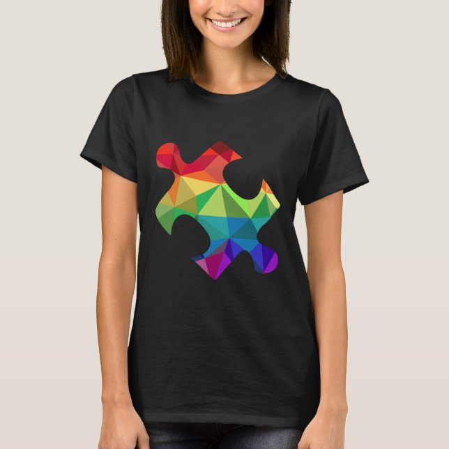 Colourful Puzzle Piece For Autism Awareness T-Shirt (Front)