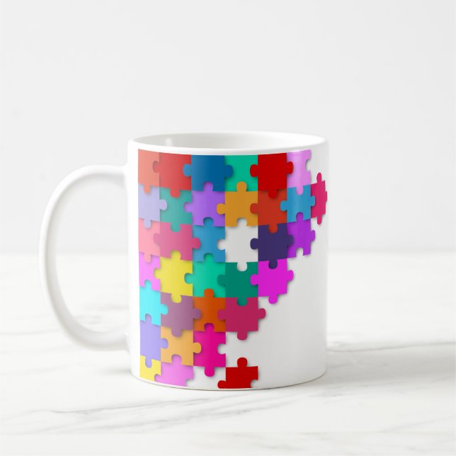Colourful Puzzle Piece Mug for Creativity and Fun (Left)