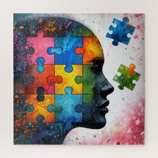 Colourful puzzle woman portrait (Vertical)