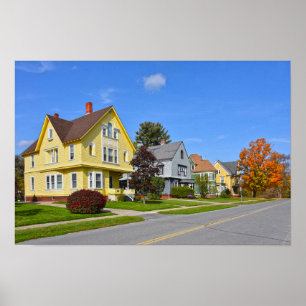 Colourful Queen Anne Revival Houses, Vermont Poster