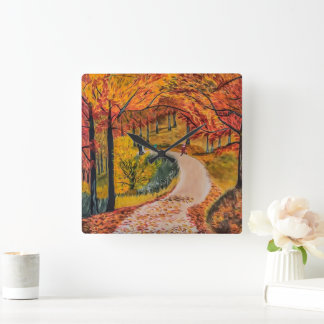 Colourful quiet forest square wall clock