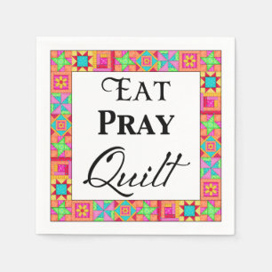 Colourful Quilt Blocks Border Art Eat Pray Quilt Napkin