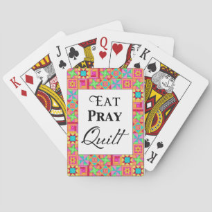 Colourful Quilt Blocks Border Art Eat Pray Quilt Playing Cards