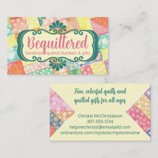 Colourful quilt blocks quilter quilting sewing business card