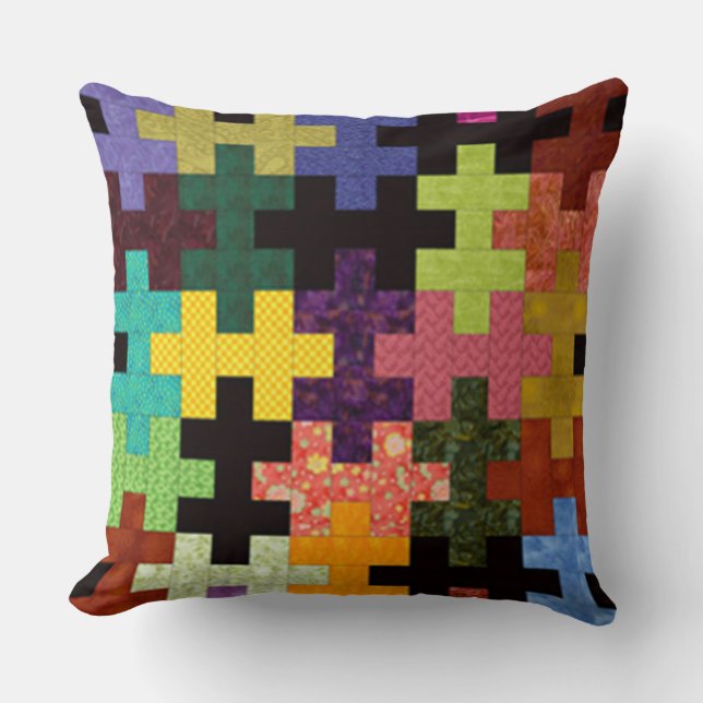 Colourful Quilt Pattern Pillow (Front)
