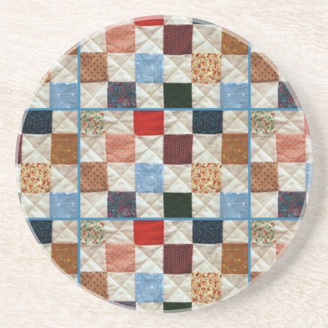 Colourful quilt squares pattern coaster (Front)